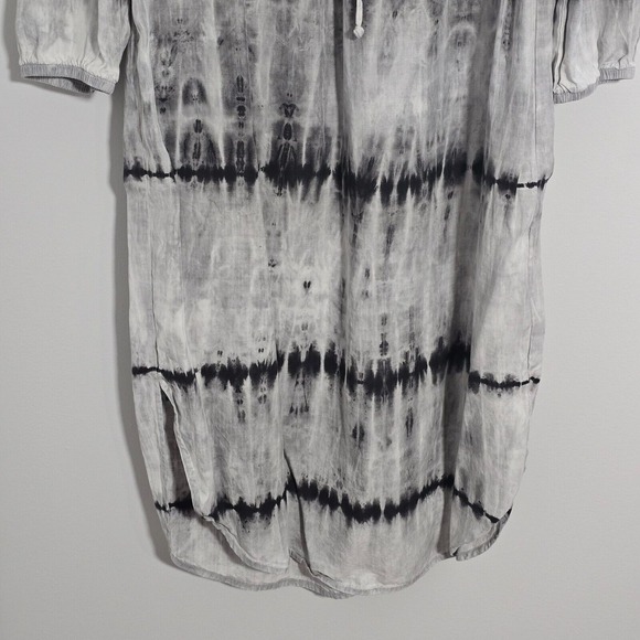 Cloth & Stone Dress Womens Large Gray Tie Dyed Maxi Long Sleeve Drawstring Waist - Picture 3 of 15